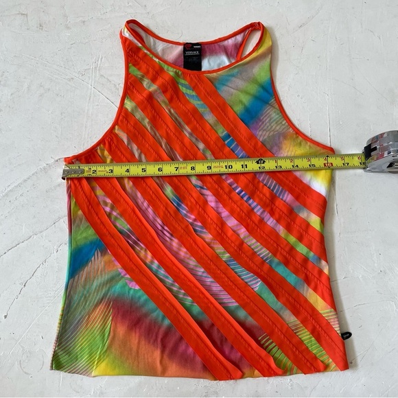 Versace Sport Y2K Retro Diagonal Stripes Colorful Funky Tank Top Size XL - Picture 3 of 11